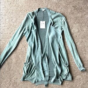 Women's Green Open Front Cardigan